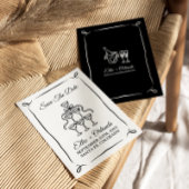 Whimsical Hand Drawn Champagner Tower Save the Dat Einladung