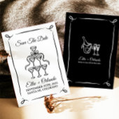 Whimsical Hand Drawn Champagner Tower Save the Dat Einladung