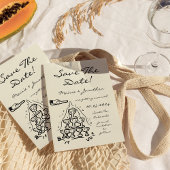 Whimsical Hand Drawn Champagner Tower Save the Dat Einladung