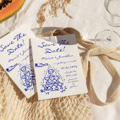 Whimsical Hand Drawn Champagner Tower Save the Dat Einladung