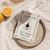 Whimsical Hand Drawn Champagner Tower Save the Dat Einladung