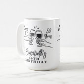 Whimsical Hand Drawn Cheers to 50 Years Birthday  Kaffeetasse (Vorderseite Links)