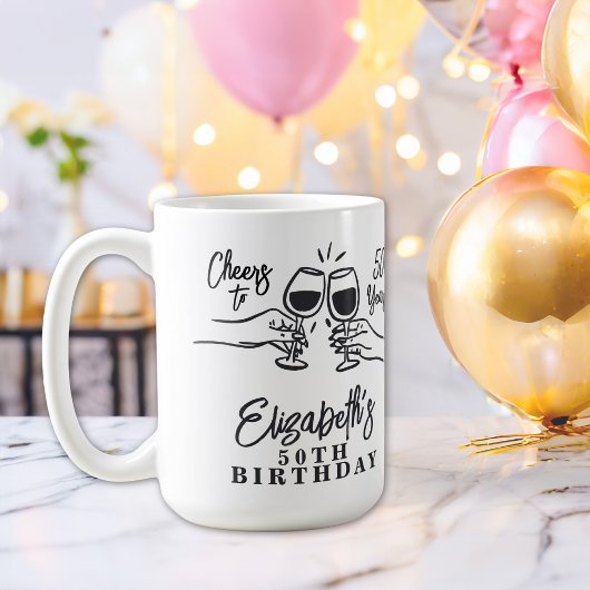 Whimsical Hand Drawn Cheers to 50 Years Birthday Kaffeetasse