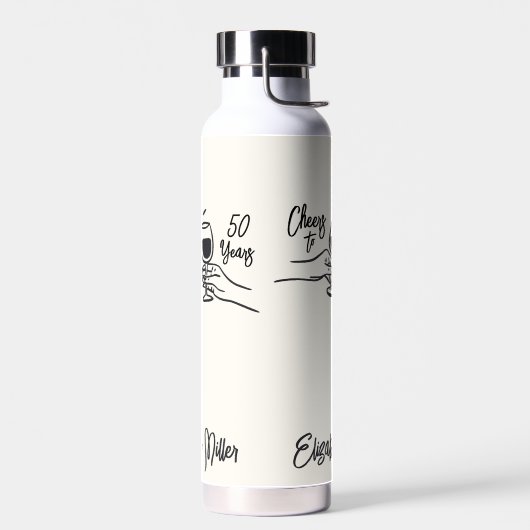 Whimsical Hand Drawn Cheers to 50 Years Birthday Trinkflasche (Links)
