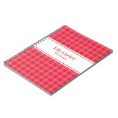 Whimsical Hand Drawn Cherry Red and Pink Plaid Notizblock (Linke Seite)