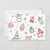 Whimsical Hand Drawn Christmas Baby Shower Dankeskarte (Rückseite)