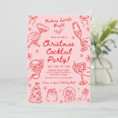 Whimsical Hand Drawn Christmas Cocktail Party Einladung (Stehend Vorderseite)