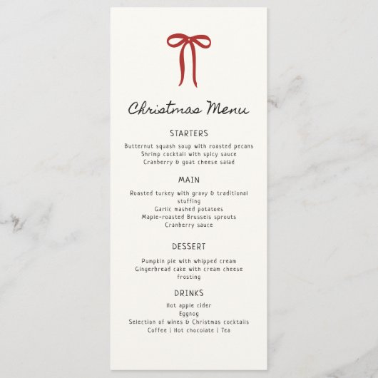 Whimsical, Hand drawn Christmas Dinner Flat Menu Menükarte (Vorderseite)