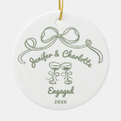 Whimsical Hand Drawn Christmas Engaged Keramik Ornament (Vorne)