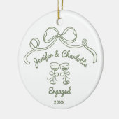 Whimsical Hand Drawn Christmas Engaged Keramik Ornament (Links)