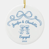 Whimsical Hand Drawn Christmas Engaged Keramik Ornament (Vorne)