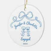 Whimsical Hand Drawn Christmas Engaged Keramik Ornament (Links)