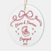 Whimsical Hand Drawn Christmas Engaged Keramik Ornament (Links)