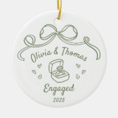 Whimsical Hand Drawn Christmas Engaged Keramik Ornament (Vorne)