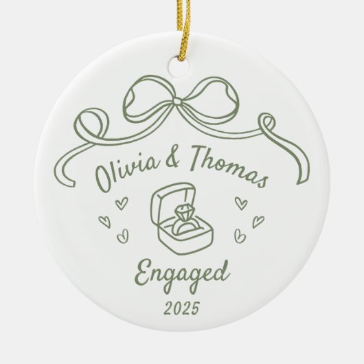 Whimsical Hand Drawn Christmas Engaged Keramik Ornament (Vorne)