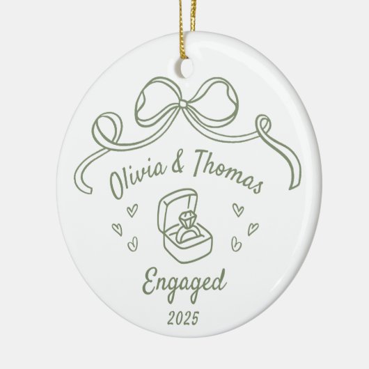Whimsical Hand Drawn Christmas Engaged Keramik Ornament (Links)