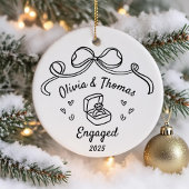 Whimsical Hand Drawn Christmas Engaged Keramik Ornament