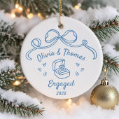 Whimsical Hand Drawn Christmas Engaged Keramik Ornament