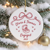 Whimsical Hand Drawn Christmas Engaged Keramik Ornament