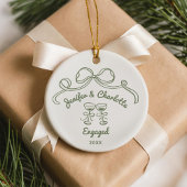 Whimsical Hand Drawn Christmas Engaged Keramik Ornament