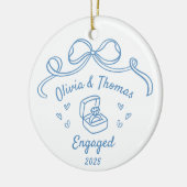 Whimsical Hand Drawn Christmas Engaged Keramik Ornament (Links)