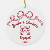Whimsical Hand Drawn Christmas Engaged Keramik Ornament (Vorne)