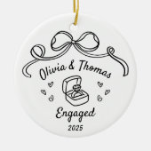 Whimsical Hand Drawn Christmas Engaged Keramik Ornament (Vorne)