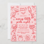 Whimsical Hand Drawn Christmas Girls Night Einladung (Vorderseite)