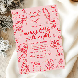 Whimsical Hand Drawn Christmas Girls Night Einladung