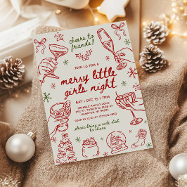 Whimsical Hand Drawn Christmas Girls Night Einladung