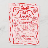 Whimsical Hand Drawn Christmas Party Einladung (Vorne/Hinten)