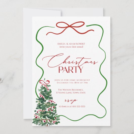 Whimsical Hand Drawn Christmas Party Einladung (Vorderseite)