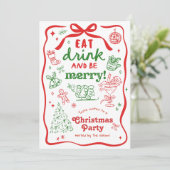 Whimsical Hand Drawn Christmas Party Einladung (Stehend Vorderseite)