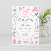 Whimsical Hand Drawn Christmas Party Invitation Einladung (Stehend Vorderseite)