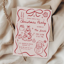 Whimsical Hand Drawn Christmas Party Invitation Einladung