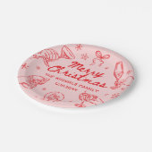 Whimsical Hand Drawn Christmas Party Pappteller (Schrägansicht)