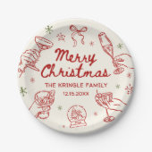 Whimsical Hand Drawn Christmas Party Pappteller (Vorderseite)