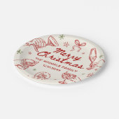 Whimsical Hand Drawn Christmas Party Pappteller (Schrägansicht)
