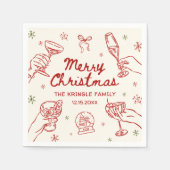 Whimsical Hand Drawn Christmas Party Serviette (Vorderseite)