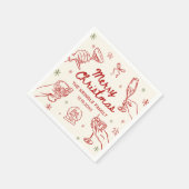 Whimsical Hand Drawn Christmas Party Serviette (Ecke)