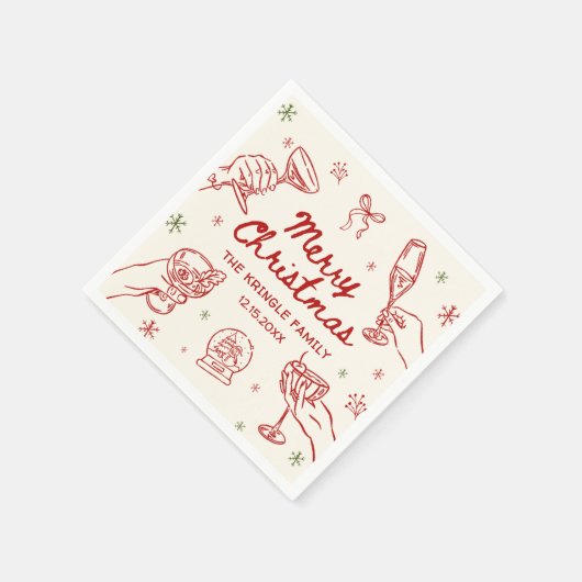 Whimsical Hand Drawn Christmas Party  Serviette (Ecke)
