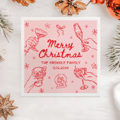 Whimsical Hand Drawn Christmas Party Serviette