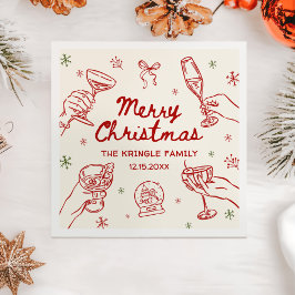 Whimsical Hand Drawn Christmas Party  Serviette