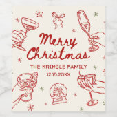 Whimsical Hand Drawn Christmas Party Weinetikett (Einzelnes Label)