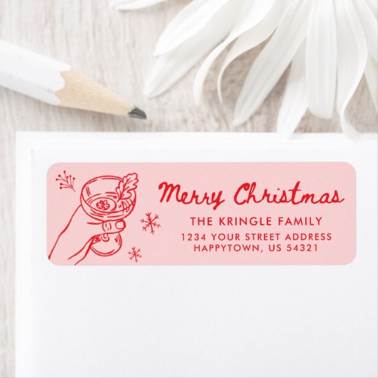 Whimsical Hand Drawn Christmas Return Address (Insitu)