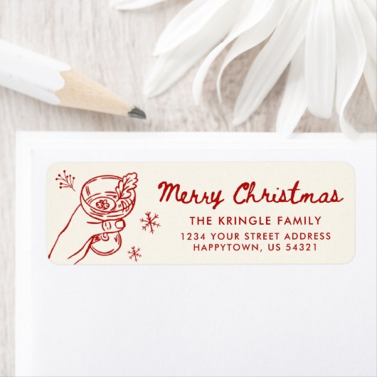 Whimsical Hand Drawn Christmas Return Address (Insitu)