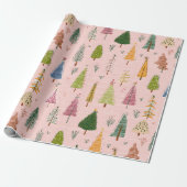 Whimsical Hand-Drawn Christmas Tree Geschenkpapier (Ungerollt)