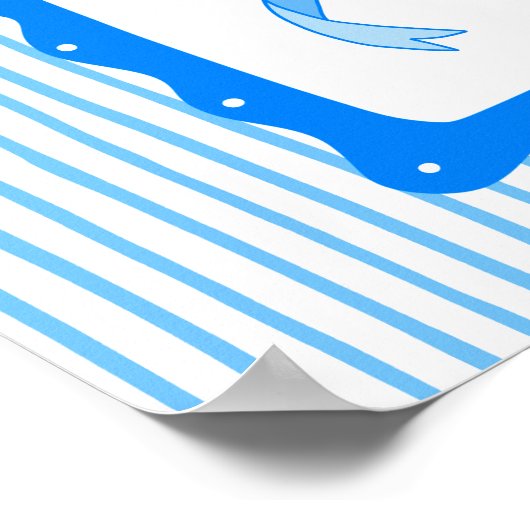 Whimsical Hand-Drawn Coquette Blue Bow Art Poster (Ecke)