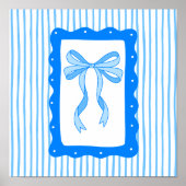 Whimsical Hand-Drawn Coquette Blue Bow Art Poster (Vorne)