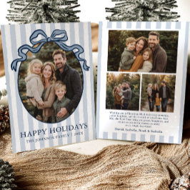 Whimsical Hand Drawn Coquette Bow Family Photo Feiertagskarte